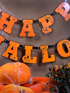 Баннер Happy HALLOWEEN, более 2 метров, оранжевый