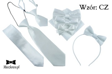 Szelki krawat na chrzest roczek wesele ślub biały elegancki komplet mały