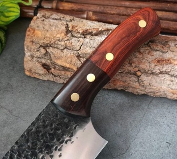 Zestaw 3 Noże Kute Tasak Kuchenny Rzeźnicki Nóż Stal Wysokowęglowa Hcr61