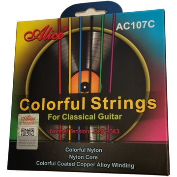 AC107C Colorful - Struny kolorowe do gitary klasycznej Normal Tension Alice