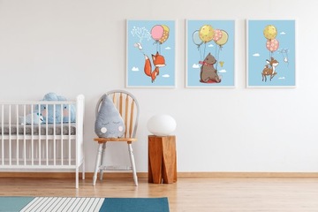 Plakaty, Miś i zwierzaki z balonami, Fiku Miku A3