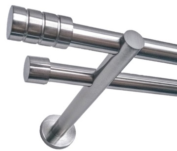 KARNISZ PODWÓJNY METALOWY Fi19/380 NIKIEL+ żabki