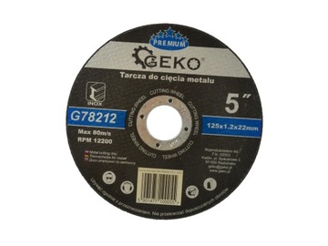 TARCZA CIĘCIA STALI CZARNEJ SZLACHETNEJ INOX 125x1,2x22 GEKO PREMIUM