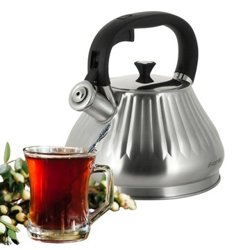 СТАЛЬНОЙ ЧАЙНИК СО СВИСТОКОМ 3,0 Л ГАЗОВЫЙ ИНДУКЦИОННЫЙ KAMILLE