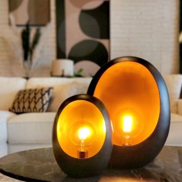 НАСТОЛЬНАЯ ЛАМПА ДЛЯ СПАЛЬНИ DESIGY EGGY ЧЕРНОЕ ЗОЛОТО LOFT PREMIUM E27 55CM