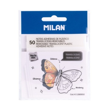 Самоклеющиеся листы для заметок 76х76/50К прозрачные MILAN