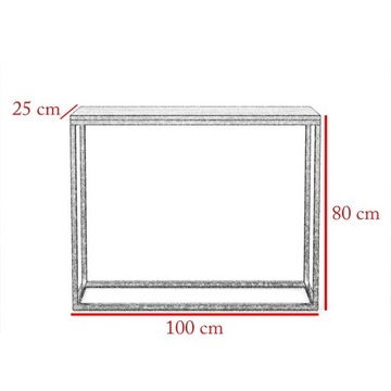 konsola metal srebrny chrom blat dąb Wotan Loft 100x25 cm toaletka
