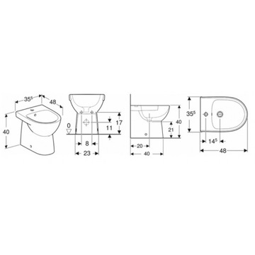 Bidet stojący NOVA PRO PREMIUM Owalny 48x35cm Biały KOŁO