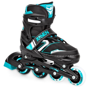 Rolki Łyżwy Wrotki 4w1 Regulowane RAVEN Helixi Black/Mint 34-37 Kółko LED