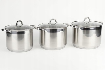 НАБОР ВЫСОКИХ СТАЛЬНЫХ ПОТЕНЦИАЛОВ 6 EL STOCK POT 24/26/28 ИНДУКЦИОННЫЙ ГАЗ