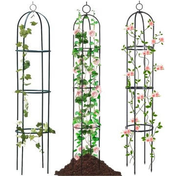 PERGOLA OGRODOWA NA KWIATY RÓŻE kolumnowa metalowa obelisk 190cm + KOTWY