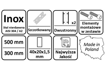 Uchwyt Pochwyt Antaba Do Furtki Drzwi Bramy Dwustronny 1400 mm INOX PR 45°