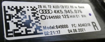 фото thumb №8, Audi a6 c8 4k5945070 2018- sedan led лампа зад правая задняя