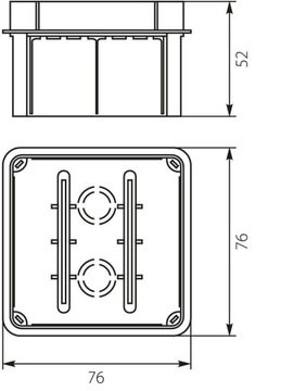 PUSZKA P/T Z BIAŁĄ POKRYWĄ 76×76×52mm CZARNA 11.1