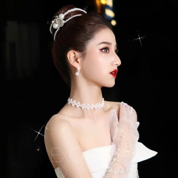 Тюлевые длинные свадебные перчатки с жемчугом Moda