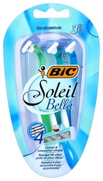 Maszynki wielorazowe do golenia damskie 4 OSTRZA Bic Soleil Bella 3 szt.