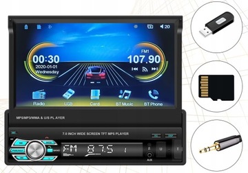 АВТОМОБИЛЬНЫЙ РАДИО 1DIN 7 ДЮЙМОВ BT С РАЗДВИЖНЫМ СЕНСОРНЫМ ЭКРАНОМ