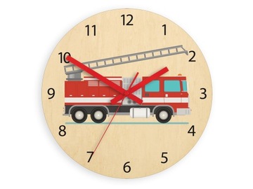 Детские бесшумные настенные часы FIRE TRUCK