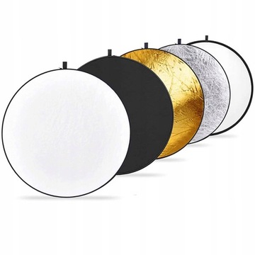 BLENDA FOTOGRAFICZNA 60cm ZŁOTA SREBRNA DYFUZOR 5W1 Pokrowiec Plener Studio