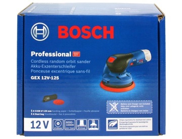 ЭКСЦЕНТРИЧЕСКАЯ ШЛИФОВАЛЬНАЯ МАШИНА GEX 12V-125 BOSCH 2x3,0 Ач