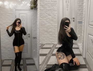 Сексуальное мини-платье, эротическое белье, черная кожа, МОДНЫЙ ВВЕРХ, XL