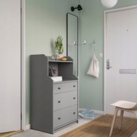 Комод ИКЕА ХАУГА 3 ящика полки серый 70x116 см