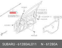 фото thumb №14, Subaru outback v bs 2014-2019 молдинг хром дверь левый перед оригинальный номер 61280al011