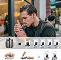 Купить Пепельница металлическая с крышка на taras balkon черная, фото thumb