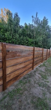 Бетонный деревянный забор, имитация дерева