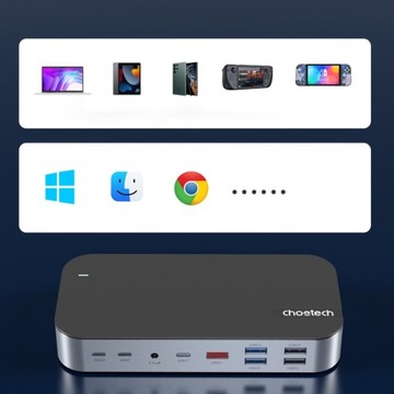 Адаптер-концентратор M52 USB-CUSB-A HDMI VGA DP SD TF RJ45 AUX PD серый