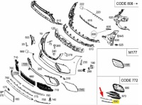 Mercedes-benz s-class w222 передняя часть бампер правый top trim a2228853801 Доставка, фото thumb