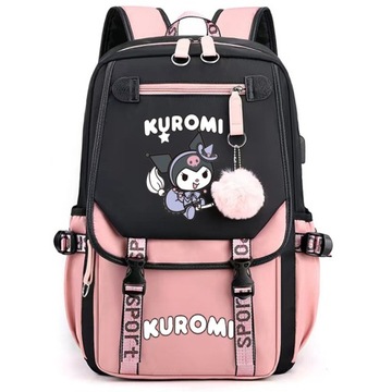 ШКОЛЬНЫЙ РЮКЗАК KUROMI ДЛЯ ДЕВОЧЕК 1, 2, 3, 4, 5 классов, ЧЕРНЫЙ ДЛЯ ШКОЛЫ