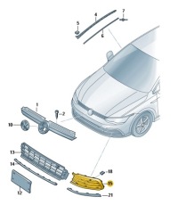 фото thumb №13, Volkswagen golf 8 viii 5h 2020+ решітка передньої бампера права 5h0853666j