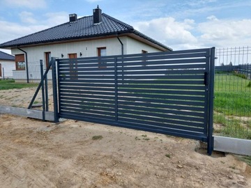 Современный забор, частокол, откатные ворота, Д4м х В1,7м, оцинковка + цвет