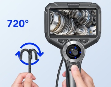 ЭНДОСКОПНАЯ КАМЕРА ДЛЯ ПРОВЕРКИ ВРАЩАЮЩАЯСЯ ГОЛОВКА 720° ЭКРАН 5″ FHD LED 2MP 1м
