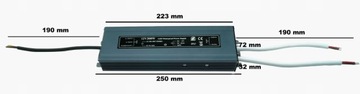 ВОДОНЕПРОНИЦАЕМЫЙ ИСТОЧНИК ПИТАНИЯ ДЛЯ СВЕТОДИОДОВ 200ВТ 12В IP67 ГЕРМЕТИЧНЫЙ ВНУТРЕННИЙ / НАРУЖНЫЙ