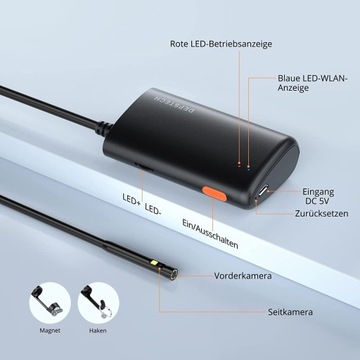 Kamera endoskopowa WiFi ze wiatem 5 mm, Dual Le