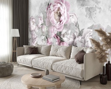 FOTOTAPETA PUDROWE KWIATY PIWONIE do salonu 3D