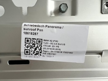 фото thumb №8, Bmw x2 f39 панорама стеклянный крыша sunroof люк jak новый оригинал bmw