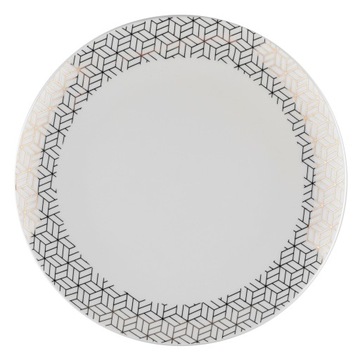 Talerz deserowy biała porcelana elegancki wzór srebrno Florina Estelle 20cm