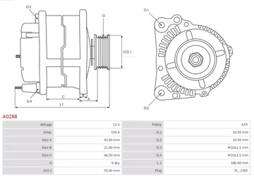 фото thumb №6, A0288 генератор ford mondeo 2.0 tdci 11.07-