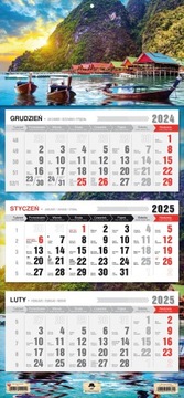 Kalendarz ścienny TRÓJDZIELNY 2025 GLAMOUR PINK RÓŻOWO ZŁOTY MARMUR HIT!!!