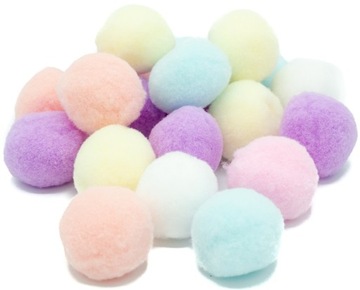 POMPONY PLUSZOWE KOLOROWE PASTELOWE MIX KOLORÓW SCRAPBOOKING 3 CM 20 SZTUK