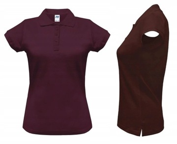 KOSZULKA POLO damska POLÓWKA bawełniana JHK POPL-200 bordowa BU r. XL