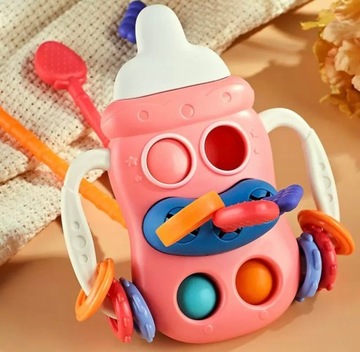 СЕНСОРНАЯ ИГРУШКА ДЛЯ МЛАДЕНЦЕВ И ДЕТЕЙ МОНТЕССОРИ БУТЫЛКА 5 В 1