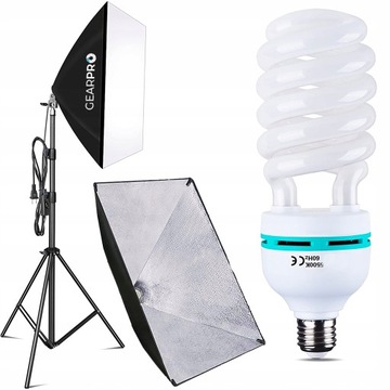 LAMPA STUDYJNA + SOFTBOX GearPro 50x70cm 600W Ciągłe Światło Zestaw Softbox