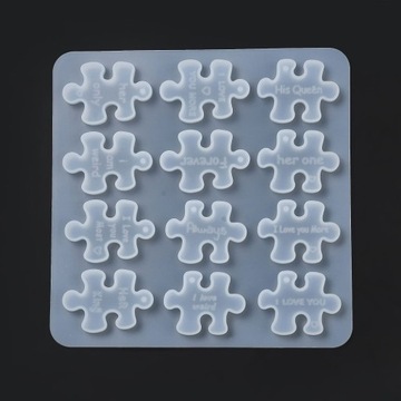 BFS674 Forma foremka silikonowa do żywicy 12 wzorów puzzle dla zakochanych