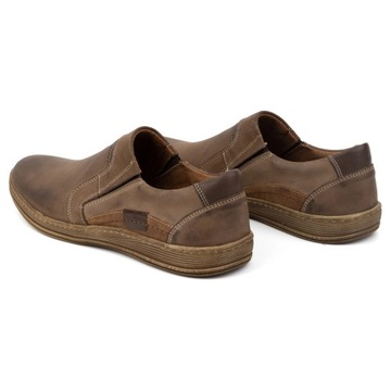 Buty męskie mokasyny skórzane wsuwane slip on POLSKIE 520 brązowe 41