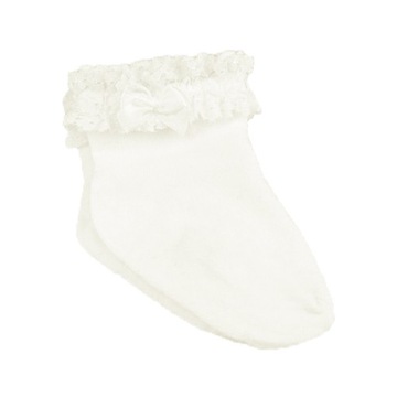 Ecru skarpetki na chrzest do bucika 11 cm