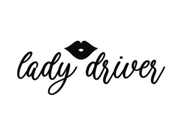 Наклейка на окно автомобиля LADY DRIVER, женщина за рулем, рот *22см *Цвета